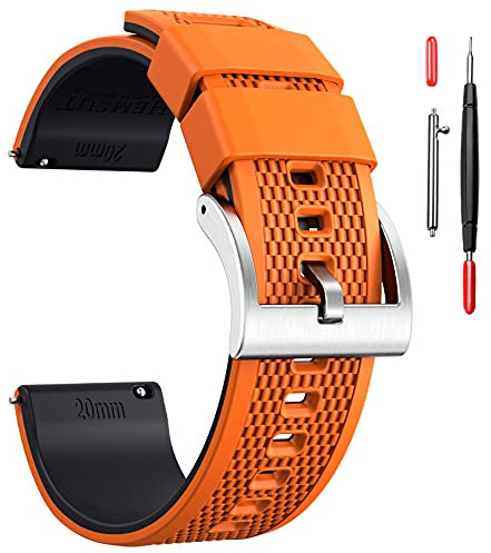 Bracelet de montre en silicone - 18 mm, 20 mm, 22 mm - Libération rapide - Pour homme et femme - 10 couleurs au choix