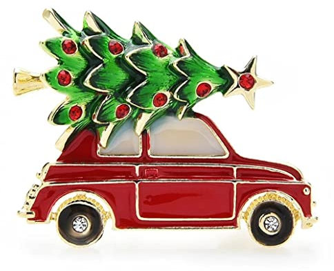 Bemvp 1 Stück Weihnachtsbrosche Emaille Auto Weihnachtsbaum Brosche Weihnachten Urlaub Party Feier Schmuck Zubehör