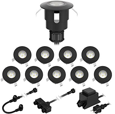 ledscom.de LED Bodeneinbauleuchte ATRIA für außen, IP65, schwarz, rund, 40mm Ø, warmweiß 10er Set
