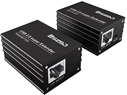 SZBJ USB Extender Over RJ45 Cat5E/6 up to 230ft/70MEthernet Cable Extender with Power Adapter-Full USB 2.0 Support for Keyboard,Dongle,Mouse,Webcam,and All Operating System 101