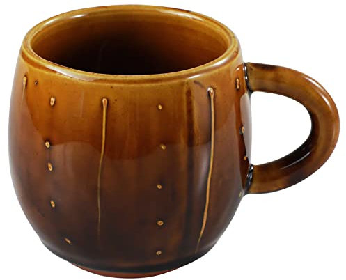 Asayu Japan Ceramic Hand-Painted Coffee Mug with Handle in Caramel for Hot or Cold Coffee and Tea - Made In Japan Accessory Ceramic Cup