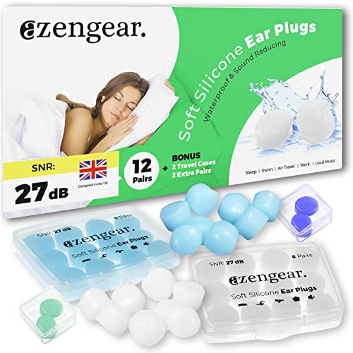 aZengear Silikon-Ohrstöpsel zum Schlafen, Schwimmen (14 Paar) Weiche, formbare Wachs-Ohrstöpsel, wiederverwendbar, Schlafen, Schnarchen, Geräuschunterdrückung, Arbeiten