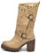 IF FASHION Stivaletti Tronchetti Da Donna Con Tacco Grosso Plateau Borchie Pelle Sintetica G669 beige N.39
