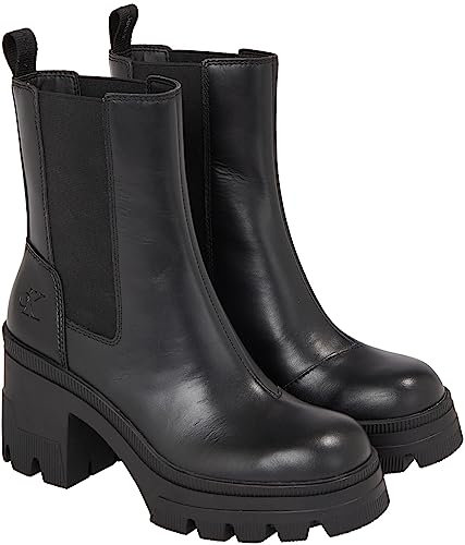 Calvin Klein Chunky Heeled Chelsea Boot Lth YW0YW01112, Stivaletto Medio Donna, Nero (Triple Black), 38 EU