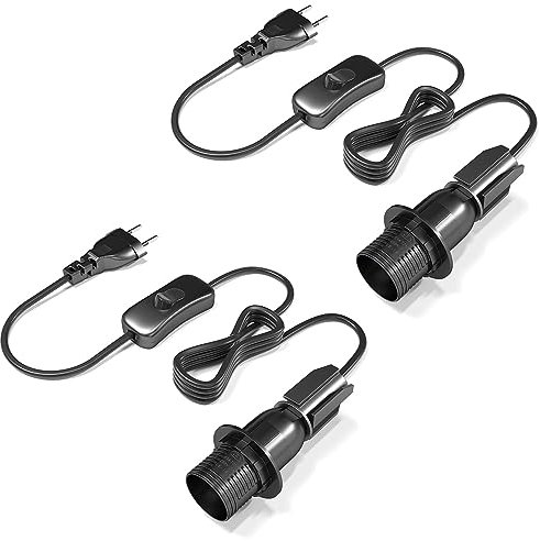 Bonlux Kit lampe bouteille de vin, Support de lampe de bouteille, Adaptateur de bouteille, douille E14 avec interrupteur cable- Noir Lot de 2