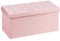 Bonlife Velvet Ottoman Storage Bench,Footrest Stool Seat,Foldable Toy Chest Storage Box with Lid,Footstool for Living Room,Pink,80x40x40cm