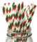 LUMOUS ROLA Paper Straws, Drinking Straws Assorted Bio Degradable Drinking Paper Straws Wedding Party, Party Straws, Restaurant, Juice Drinking Straws (25X White Green Red Stripes)
