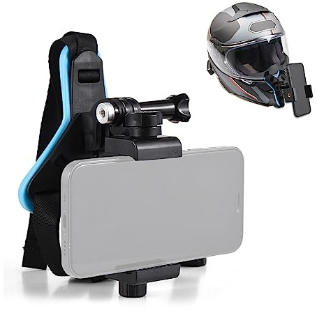 Camnoon Supporto per videocamera da casco Supporto per videocamera da casco con adattatore Clip per telefono cellulare Compatibile con GoPro Hero/DJI Osmo/AKASO Action Camera