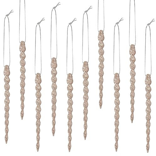 Boao 30 Stück Kunststoff-Eiszapfen gedrehter Kunststoff-Eiszapfen Weihnachtsschmuck Eiszapfen Dekoration Weihnachtsbaum und Urlaub Xmas Party Hochzeit hängend (Champagner-Gold, 15 cm)