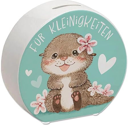 Baby Otter Spardose mit Spruch Für Kleinigkeiten Mädchen Geburtstag Kinderzimmer Sparschwein Fischotter Sparbüchse niedliche Blumen Liebe Herz Kinder Geburtstag Mädchen