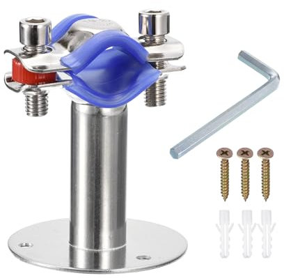 sourcing map Stainless Steel Pipe Supports Wall Mount Ceiling Mount Pipe Bracket Adjustable Clamp Pipe Straps with Screws Fit for Dia 19-22mm Pipe Tube