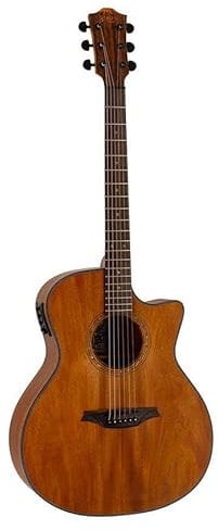 Bromo BAT2MCE Westerngitarre Auditorium – Tahoma Series – elektroakustisch mit Cutaway & Tonabnehmer – massive Mahagonidecke – warmer Klang – Stahlsaiten – inkl. gepolstertem Case