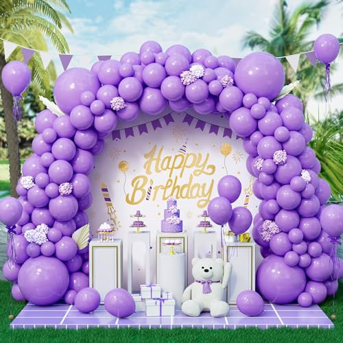 Eitolo Palloncini viola 143 pezzi viola opaco arco arco ghirlanda kit 5/9/12/18 pollici palloncini in lattice viola chiaro di diverse dimensioni per uomini donne festa di compleanno baby shower