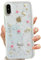 LSEEKA for iPhone Xs Max Clear Case with Pressed Real Flowers Design,Glitter Cute Pink Floral Pattern Slim Soft TPU Protective Women Girl's Phone Cover for iPhone Xs Max