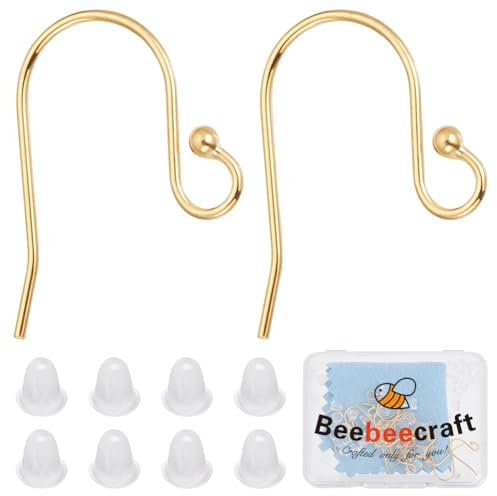 Beebeecraft 1 Caja 10 Pares de Ganchos para Pendientes Ganchos para Pendientes Franceses de Plata Esterlina con Paño de Pulido Y Tuercas para Pendientes Fabricación de Joyas