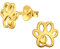 FIVE-D Ohrringe Pfote Tatze Hund 925 Sterling Silber gold Kinder Damen Mächen (Gold-Herz)