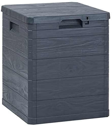 FOZICV Scatola portaoggetti da giardino, antracite, 42,5 x 44 x 50 cm, in plastica, per giardino, per terrazze, mobili da esterni, balconi, rivestimenti, cassapanca