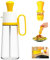 2 in 1 Oil Bottle with Brush for Kitchen Glass Bottle with Silicone Brush and Stainless Steel Spout Oil Dispenser for Cooking Baking Grilling Vinegar with Dosing Brush 550 ml (Yellow)