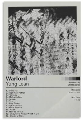 XINDIMAMA Leinwandposter Warlord by Yung Lean, Wandkunst, Poster, dekorativ, moderner Druck, Bild, Kunstwerke, Poster, 50,8 x 76,2 cm
