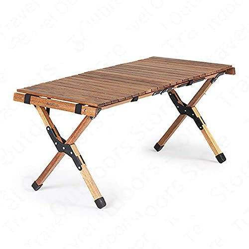 ZENFEKU Klapptisch, Wanderung, Campingtisch, klappbar, Holzrolltisch, Lager 30 kg, dreieckig, stabil, für Garten, Reisen, Wandern, Grillausrüstung, Mesa Plegable, Khaki (Braun)