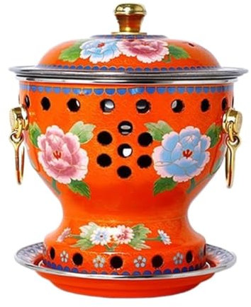 Hot Pot Cloisonné Simple Émail Pot Petit Hot Pot Repas Alcool Pot Ménage Unique Huile Hot Pot Pur Cuivre Pot Réchaud (Color : Orange, Size : A)