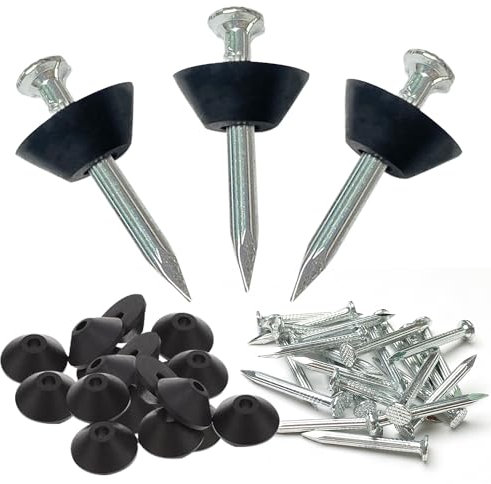 Chiodi Sigillanti per Membrana Fondazione 3x30mm Bottoni di Montaggio con Chiodo 60pcs Chiodi per Posizionare i Rotoli di Plastica (60, Lunghezza chiodo: 30mm)