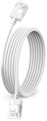 Dutevolns Cable Ethernet Ultra Delgado Cat 6 2m, Flexible RJ45 Cat 6a Cable LAN Gigabit para PC, Router, PS4/5 (Blanco)