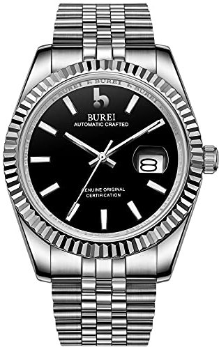 BUREI Automatische Mechanische Uhr Herren Luxus Business Wasserdicht Edelstahl Herrenuhr