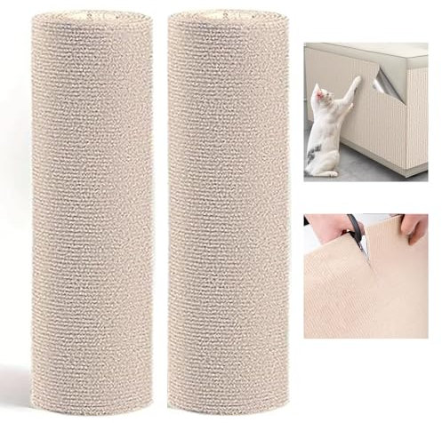 WUZILIN (beige, 40 * 200cm 2er-Pack) Katzen-Kratzmatte, Wand-Kratzer – vielseitige, Selbstklebende Alternative. Einfache Verwendung für Bäume, Wände, Möbel, Kratzbäume und zum Couch-Schutz.