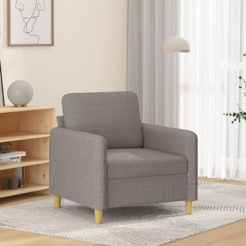Willood Sessel, Sofa Relaxsessel mit gepolstertem Sitz Armlehnen, Fernsehsessel Loungesessel Metallgestell, Polstersessel Ruhesessel Stuhlbeine aus Holz Taupe 60 cm Stoff