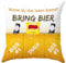 KAMACA Bierkissen Lustiges Dekokissen 43x43 cm mit Füllung Kissen mit befüllbaren Taschen und witzigem Spruch Geschenk für Männer Papa Gamer Freund für Couch Filmabend Vatertag (Bierkissen A)