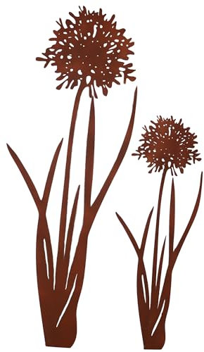 UNUS Gartenstecker Agapantus 2er Set Gartendeko Rostoptik, Roststecker Rost Deko für Garten Terrasse Balkon Blumentopf