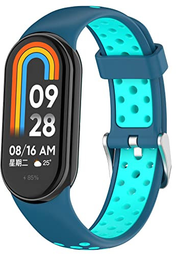 xhKJO Correas de Reloj para Xiaomi Mi Band 9 /Mi Band 8,Bandas Correa Armband Correas Reloj Silicona Bracelet Recambio Brazalete Strap Wristband para Xiaomi Mi Band 9 NFC/Band 8 NFC (azul verde)