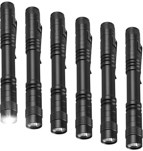 6 Stück LED Kleine Taschenlampe Mini Stiftleuchte mit Clip, IP44 Wasserdicht LED-Stift-Taschenlampen, lLED Taschenlampe Klein und Hell, Stift Licht mit Taschenclip für Camping, Wandern, Nachtsicht