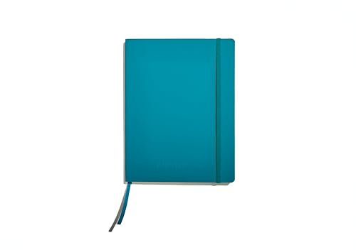 Muitomas, Block Notes Large, Notebook Appunti per Ufficio, con Copertina Morbida, Tasca Interna e Chiusura ad Elastico, 120 Fogli a Righe, 19 x 25 cm, Colore Blu Ottanio