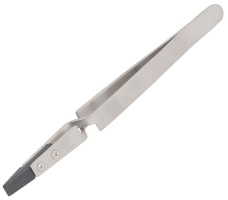 Pince à épiler plate ESD de 12,7 cm avec pointes en plastique antistatique, pince inversée à verrouillage croisé pour loisirs créatifs, réparation électronique