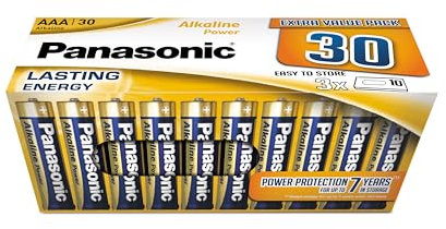 Panasonic, Alkaline Power, AAA batterie alcaline, confezione da 30, Micro, LR03, 1.5V, 7 anni in magazzino, per telecomandi, bilance, orologi, energia affidabile e duratura