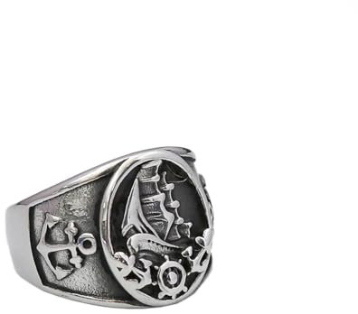 Hmsanase Ring Ringe Damen Bijouterie Herren Vintage Segelboot Piraten Ring Männlich Kompass Ringe 13 Stylea