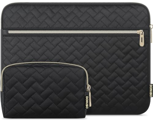 DOMISO 15.6 inch Laptop Sleeve for MacBook Air M3 15 inch Laptop Case Compatible with MacBook Air 15 inch Plus 15 MacBook Pro Protective Computer Sleeve with Small Case,Black