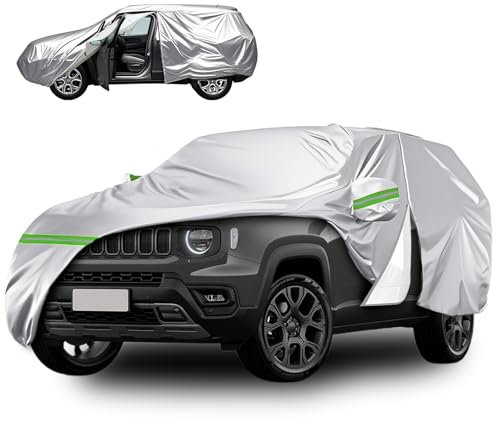 Telo copriauto per Jeep Renegade (2014-2024), DuPont Oxford per Jeep Renegade, con paravento, porta con cerniera, copertura auto per Jeep Renegade, protezione, neve, raggi solari, polvere