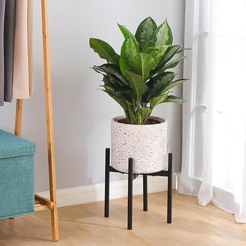 acfeco Blumenständer Metall, Blumenständer Teleskop, Blumentopfständer Modern, Pflanzenständer, Blumenhocker, Pflanzenhocker, Indoor Wohnzimmer Balkon Deko für Verschiedene Topfgrößen (Schwarz)