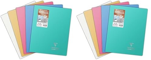 Clairefontaine 981441C Un Cahier Agrafé Koverbook Silver - 24x32 cm - 96 Pages Grands Carreaux - Papier Blanc 90 g - Couverture Polypro Opaque - Couleur Aléatoire (Lot de 2)