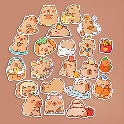 50 Süße Capybara Aufkleber, Wasserfeste Meme Aaufkleber, Sticker Set, Vinylaufkleber Aufkleber für Laptop, Skateboard, Notebook, Aufkleber für Erwachsene, Kinder, Teenager