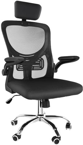 EOXCIIU Ergonomic Computer Desk Chair, High Back Home Office Chair with Flip-up Armrest and Lumbar Support for Home Study or Manager Work