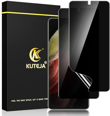 Kuteja [2 Pièces] Protection Écran Anti Espion pour Samsung Galaxy S21 Ultra 5G, Couverture Complète TPU Privacy Film Protection écran, Compatible avec Lecteur d’Empreinte