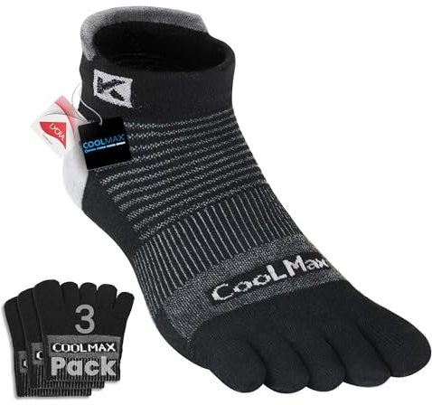 KWUKOTY Coolmax Performance Knöchelsocken, Sport Laufsocken Athletic Socken für Herren Damen Schwarz Größe 43-46