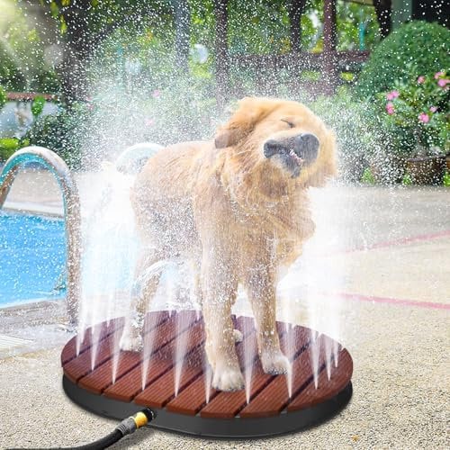 Fiqops Gartendusche Bodendusche Duschplatte 4m Höhenverstellung WPC Aussendusche für Boden Kalt/Warmwasser-Mischer | Pooldusche Mit Kupferdüsen & Tragetasche | bis 300kg,Garten/Pool/Strand