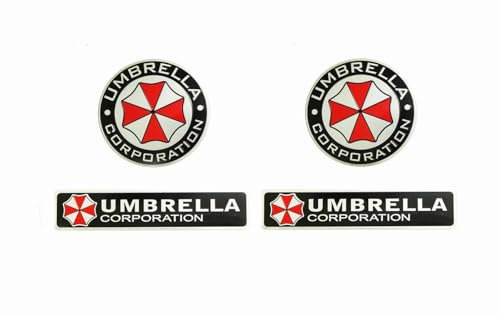 Umbrella Corporation Auto-Abzeichen, Aluminium, Kreis-Aufkleber, Emblem, Böse, 4 Stück
