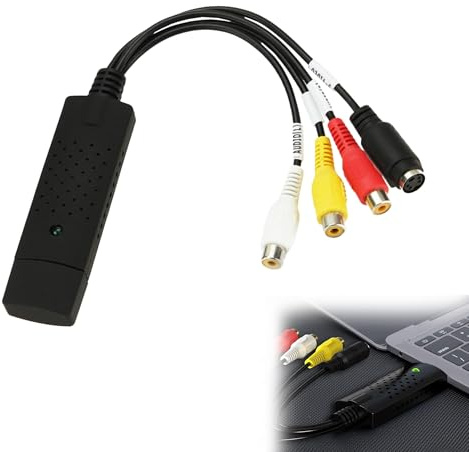 Noenaeni 1 x USB-Video-Capture-Karte, Plug-and-Play-Audio-Grabber, USB 2.0 RCA auf USB, Video-Konverter, Übertragung von DV, VCR, Hi8, DVD, VHS auf Digital-Konverter, kompatibel mit PC, TV, Mac