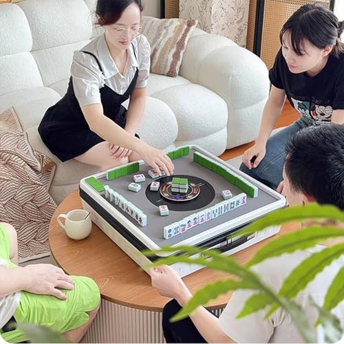 Mahjong Maschine mit 144 magnetischen Fliesen, Auto Shuffling Indoor & Outdoor Tisch, Mini-Größe, geeignet für chinesischen & philippinischen Stil